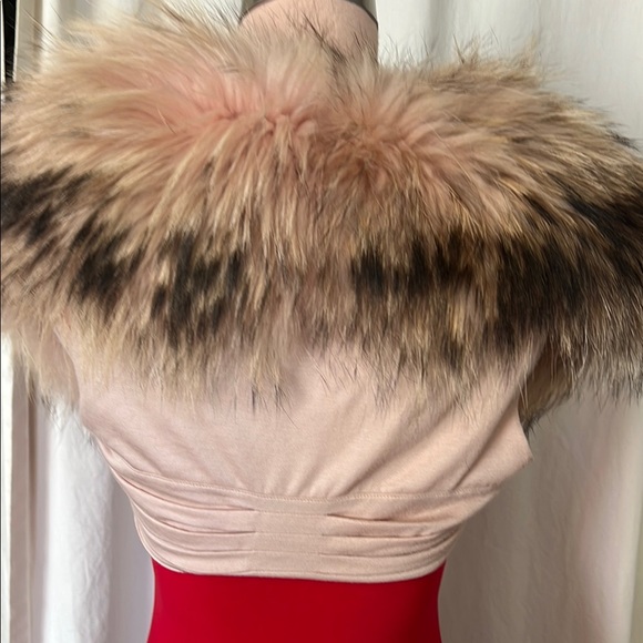 Alice & Olivia Raccoon fur Bolaro  shrug dusty pink black brown S/P - Picture 10 of 13
